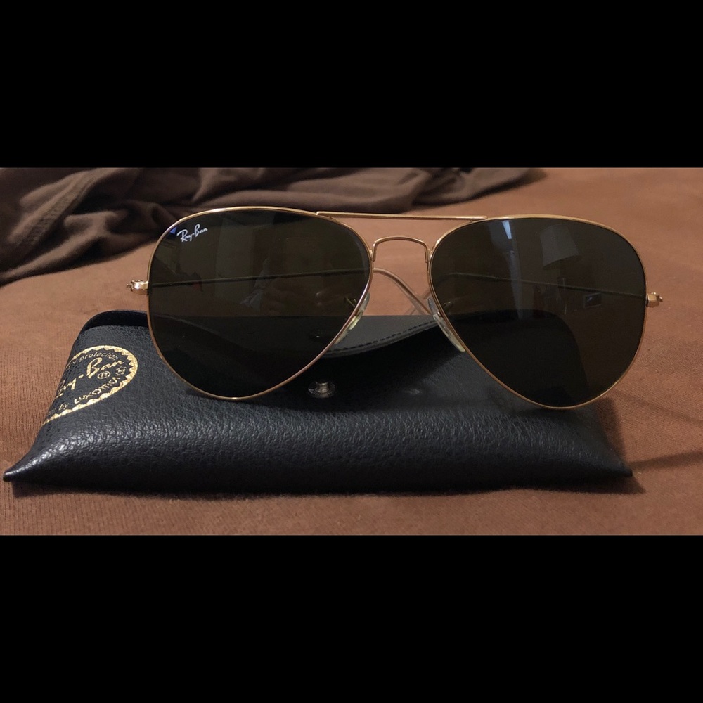 Ray-Bans Unisex Aviators Grey Green (Black lenses)